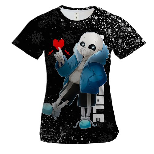Жіноча 3D футболка Новорічний Санс - Undertale