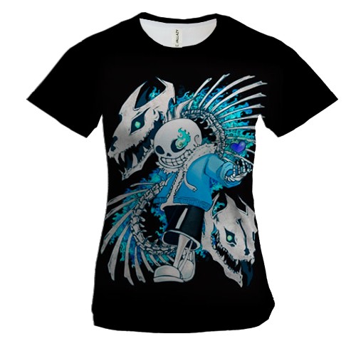 Жіноча 3D футболка Санс та дракон - Undertale