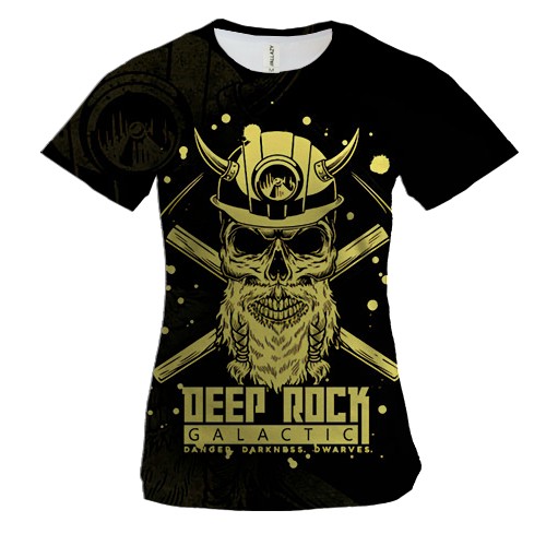 Женская 3D футболка Deep Rock Galactic - Danger Darkness Dwarves