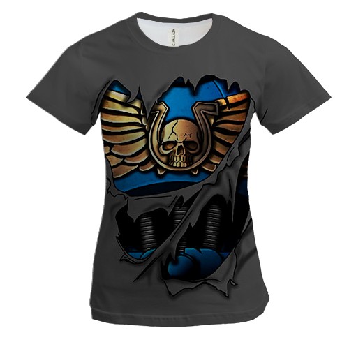 Женская 3D футболка Броня Ультрамаринов - WH 40k