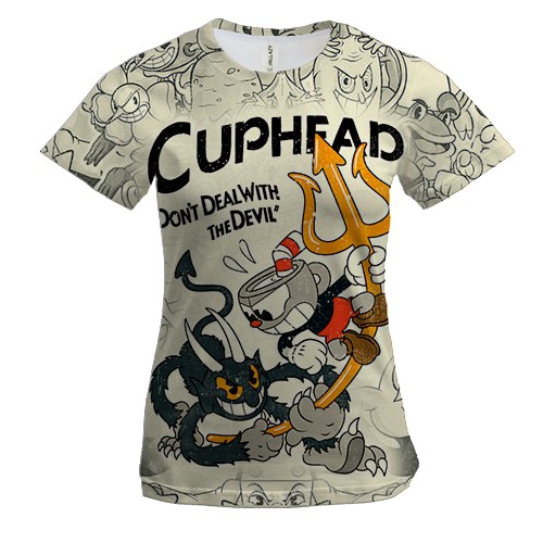 Женская 3D футболка Cuphead and Devil