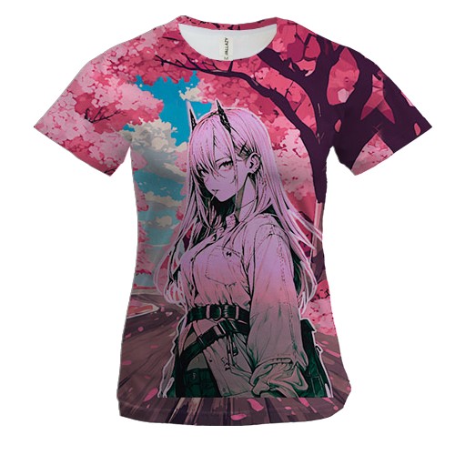Женская 3D футболка Павер и сакура