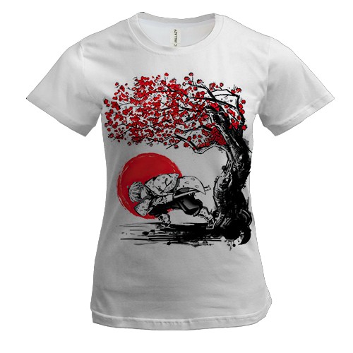 Жіноча 3D футболка Зеніцу під сакурою - Demon Slayer