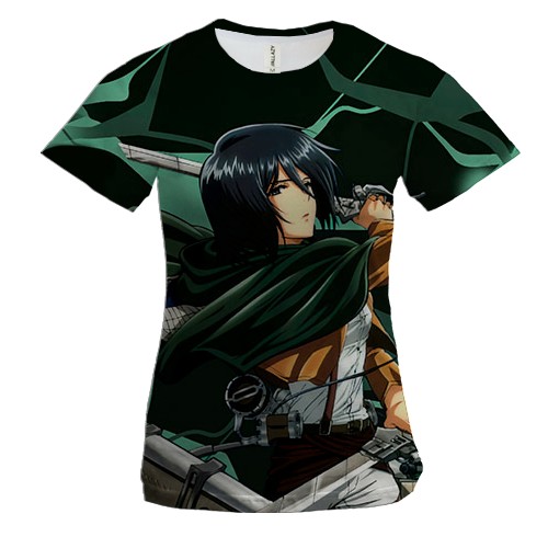 Женская 3D футболка Микаса Аккерман - Атака титанов