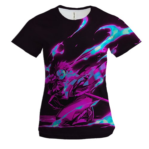 Жіноча 3D футболка Тандзіро Камадо, неон - Клинок, що розсікає демонів