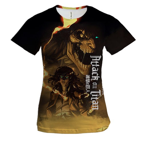 Жіноча 3D футболка Ерен та титан - Атака титанів