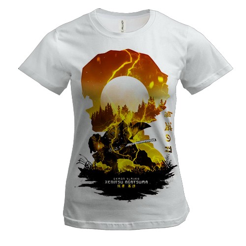 Женская 3D футболка Зеницу Агацума - Клинок рассекающий демонов