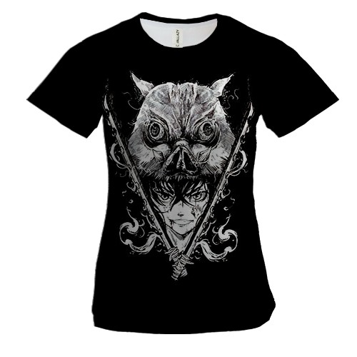 Женская 3D футболка Иноске, Кабан - Клинок рассекающий демонов