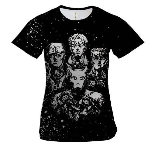 Женская 3D футболка Черно-белые герои - JJBA