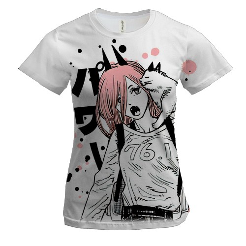 Жіноча 3D футболка Пауер з котиком - Людина-Бензопила