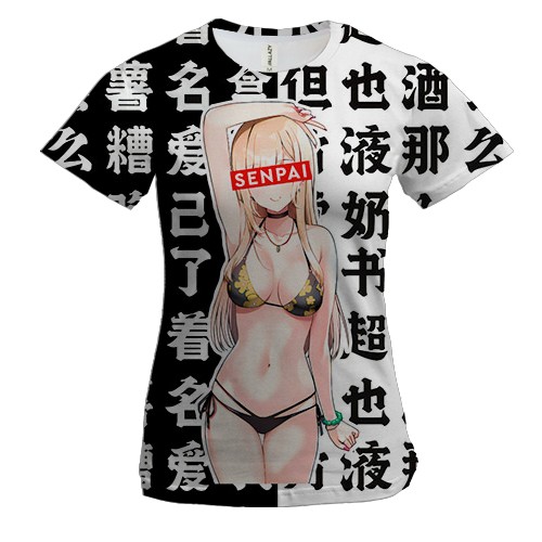 Женская 3D футболка Марин Китагава, Senpai - My Dress-Up Darling