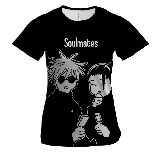 Женская 3D футболка Сатору Годжо и Гето Сугуру - Магическая битва