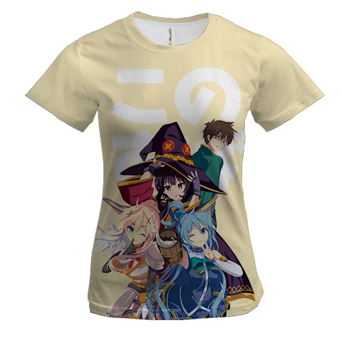 Женская 3D футболка Да благословят боги этот прекрасный мир! (KonoSuba)