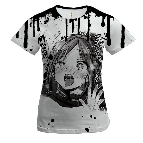 Жіноча 3D футболка Manga-girl Ahegao