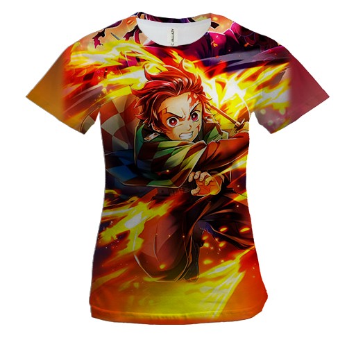 Женская 3D футболка Танджиро Камадо, Танец бога огня