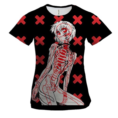 Женская 3D футболка Аянами Рей, X-ray - Evangelion