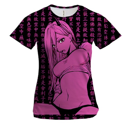 Женская 3D футболка Пауэр в топике - Человек-бензопила