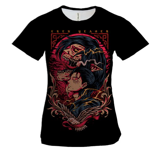 Женская 3D футболка Eren Yeager - Attack on Titan