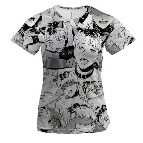 Женская 3D футболка Парни О Чан У (Ahegao)