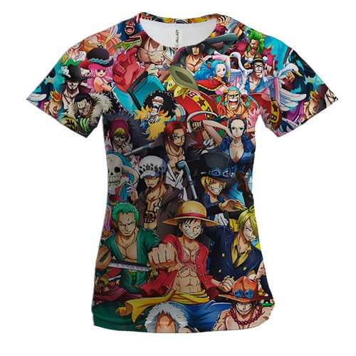 Женская 3D футболка One Piece - герои