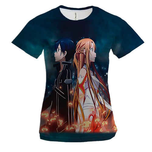 Женская 3D футболка Кирито и Асуна - Sword art Online