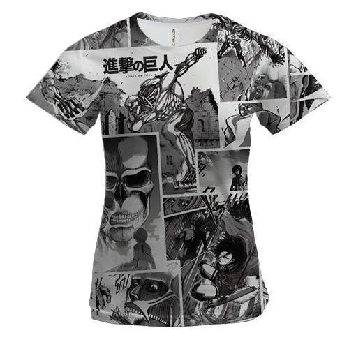 Женская 3D футболка Атака Титанов манга