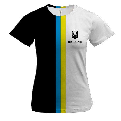 Женская 3D футболка "Ukraine" (бело-черная)