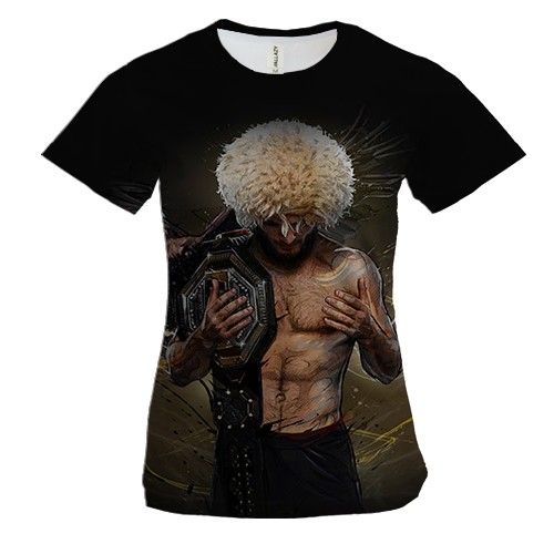 Жіноча 3D футболка з Хабібом Нурмагомедовим