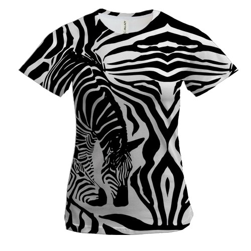 Женская 3D футболка "Абстракция из зебр"