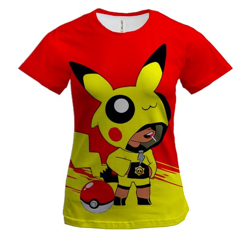 Женская 3D футболка "Brawl Stars "Леон Пикачу"