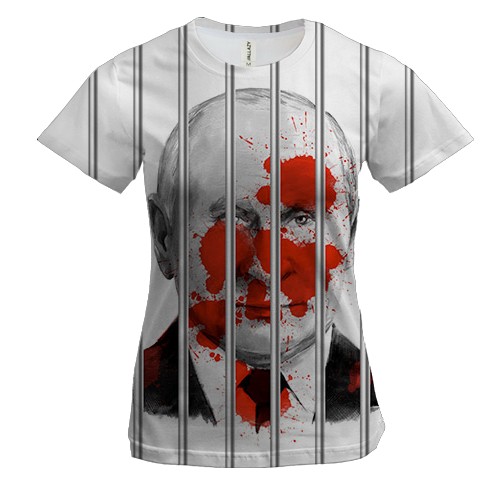 Женская 3D футболка "Путин за решеткой"