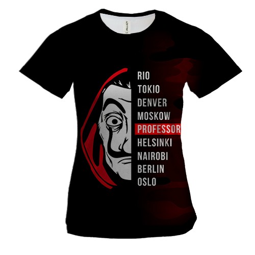 Женская 3D футболка Бумажный дом