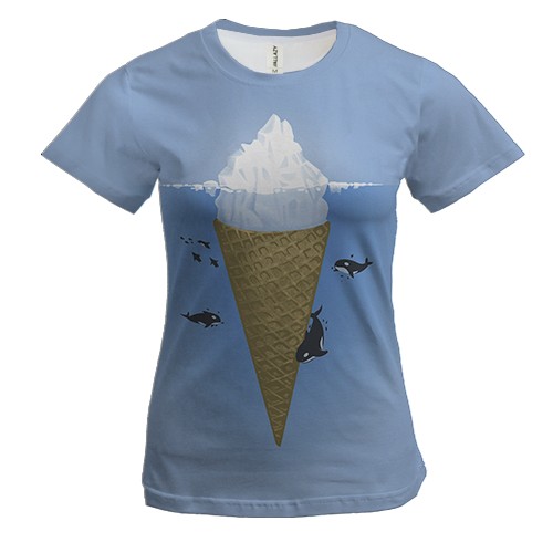 Женская 3D футболка Мороженое-айсберг