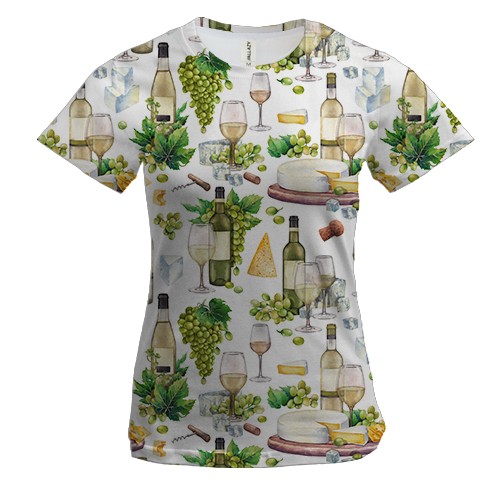Жіноча 3D футболка Біле вино (арт)