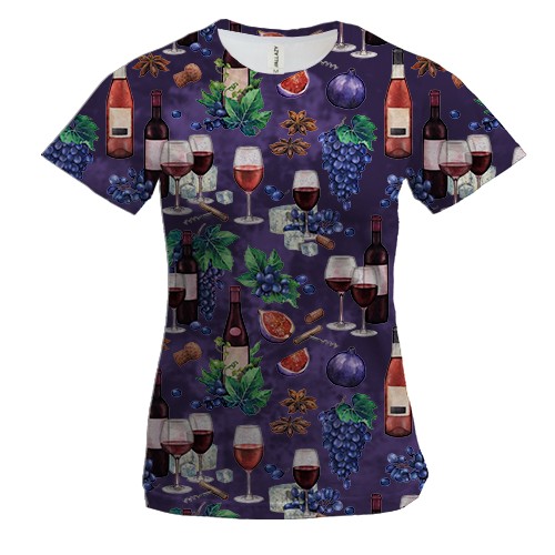 Жіноча 3D футболка Червоне вино (арт)