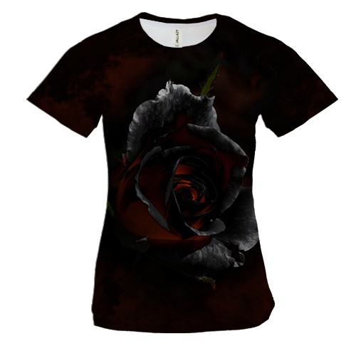 Женская 3D футболка Роза в огне