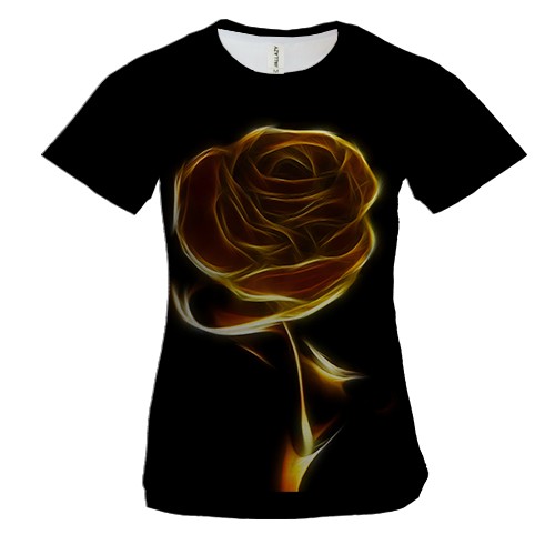 Женская 3D футболка Огненная роза