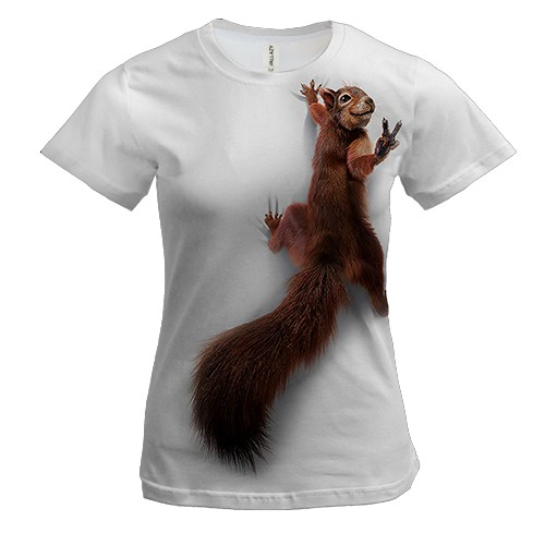 Женская 3D футболка Белочка на плече