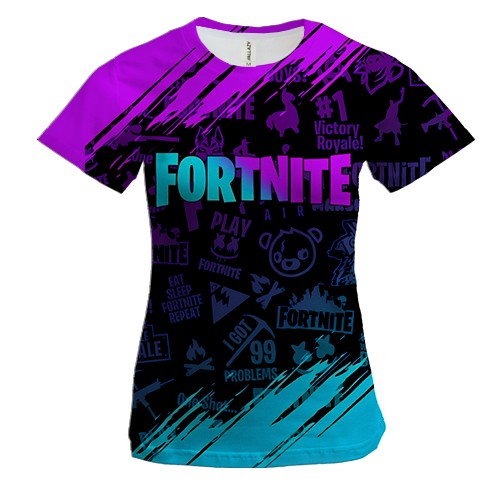 Женская 3D футболка Fortnite Purple