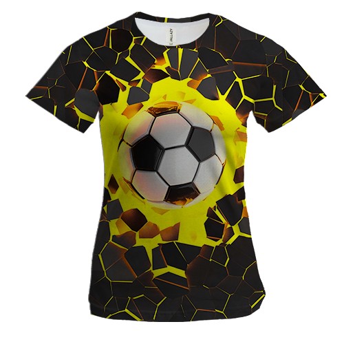 Женская 3D футболка с пробивающим мячом