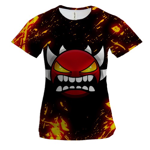 Женская 3D футболка Geometry Dash | Demon