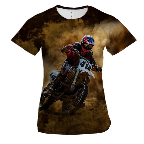 Женская 3D футболка Мотокросс