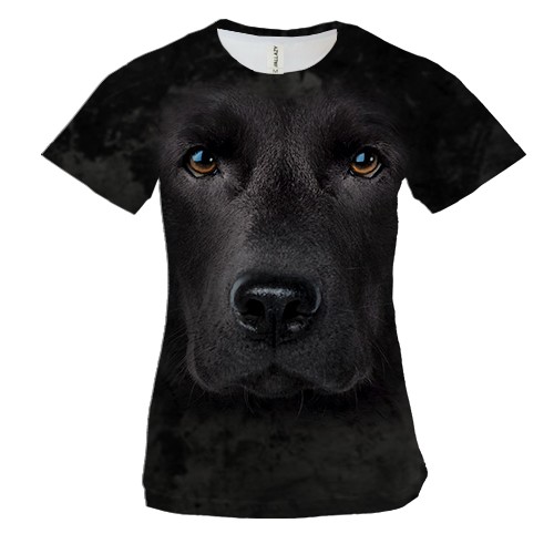 Женская 3D футболка с черным Лабрадором