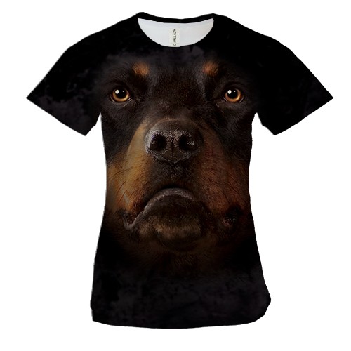 Женская 3D футболка с Ротвейлером