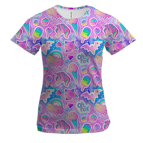 Женская 3D футболка Единороги "Oh, No"