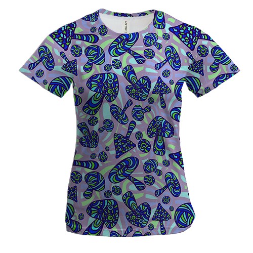 Женская 3D футболка с грибочками