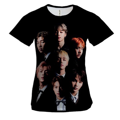 Жіноча 3D футболка з гуртом БТС (BTS)