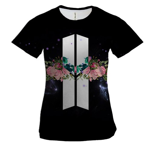 Жіноча 3D футболка BTS з квітами