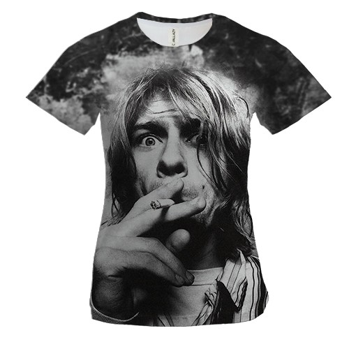 Жіноча 3D футболка Курт Кобейн з сигаретою