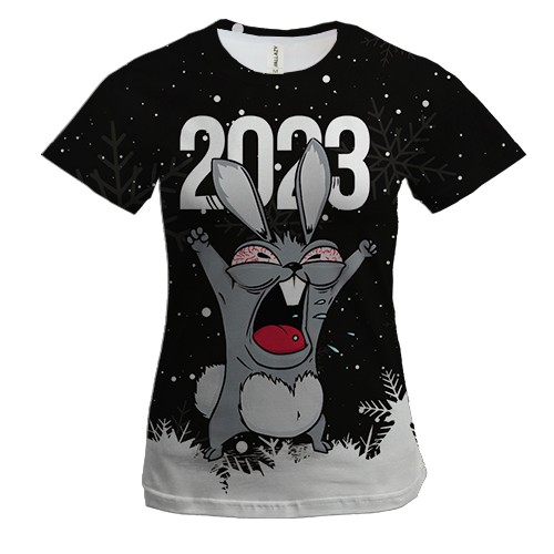 Женская 3D футболка с кроликом 2023